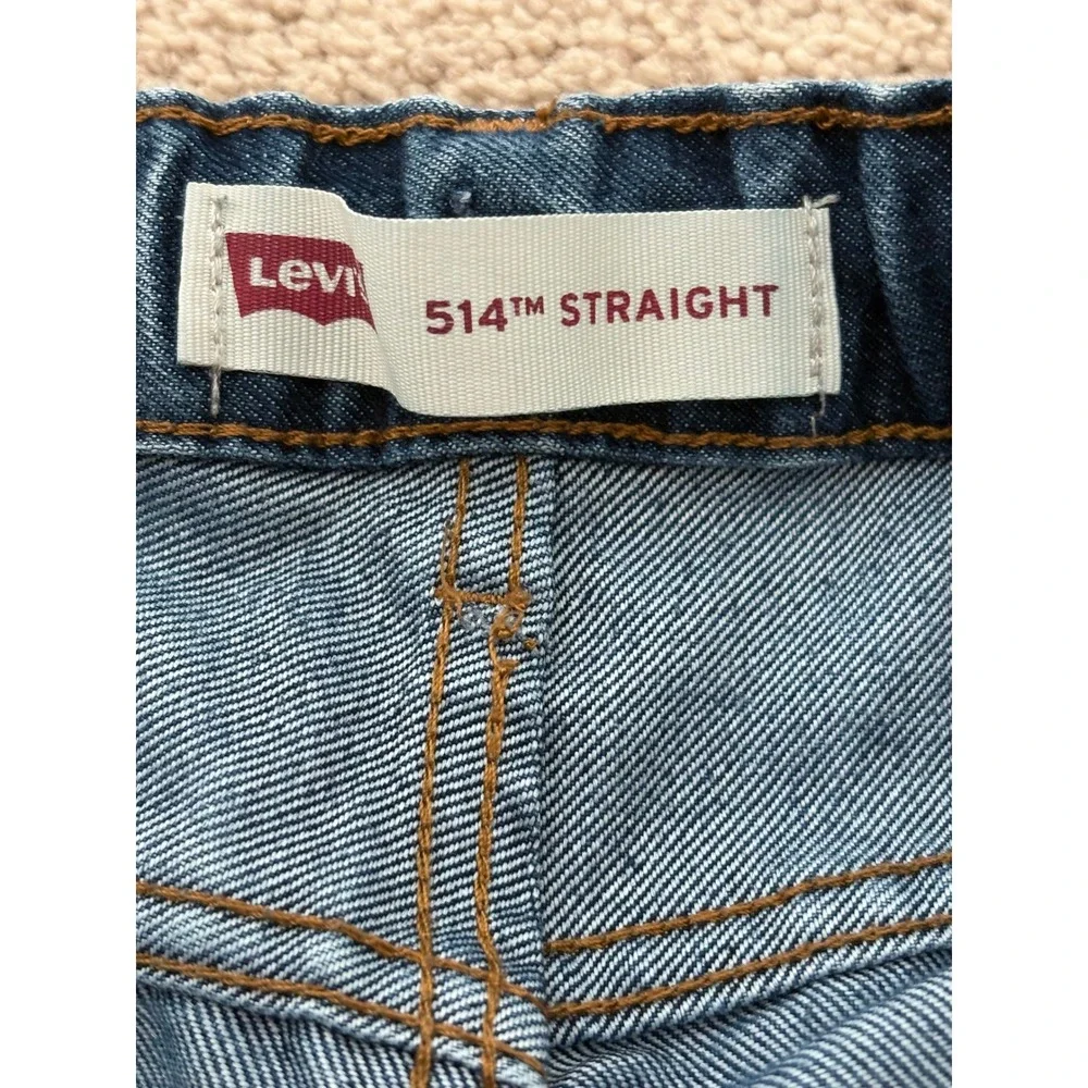Levis Kids 514 Straight Leg Jeans Size 12 Medium Wash Blue Adjustable Waist